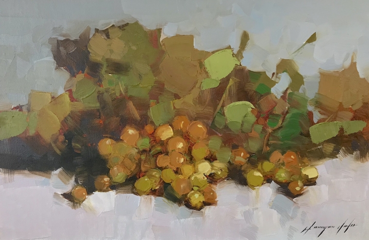 Still Life with Grapes, Original oil Painting, Handmade artwork, One of a Kind                     